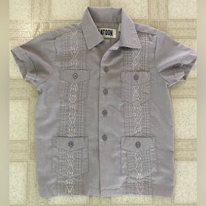 Cuban Guayabera Embroidered Gray Shirt Kids 3T